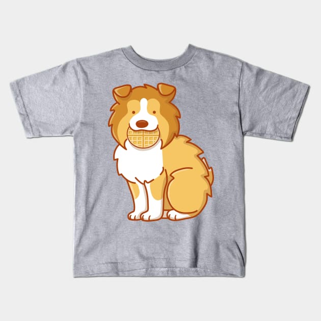 Sheltie and Waffle Kids T-Shirt by Wlaurence